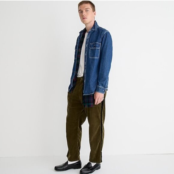 NWT Beams Plus x J. Crew Utility Pant in Overdyed Corduroy Olive Black Sz XL